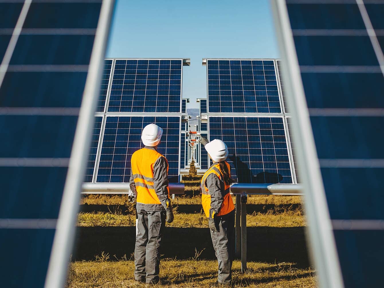 Solar power station green electricity panel view